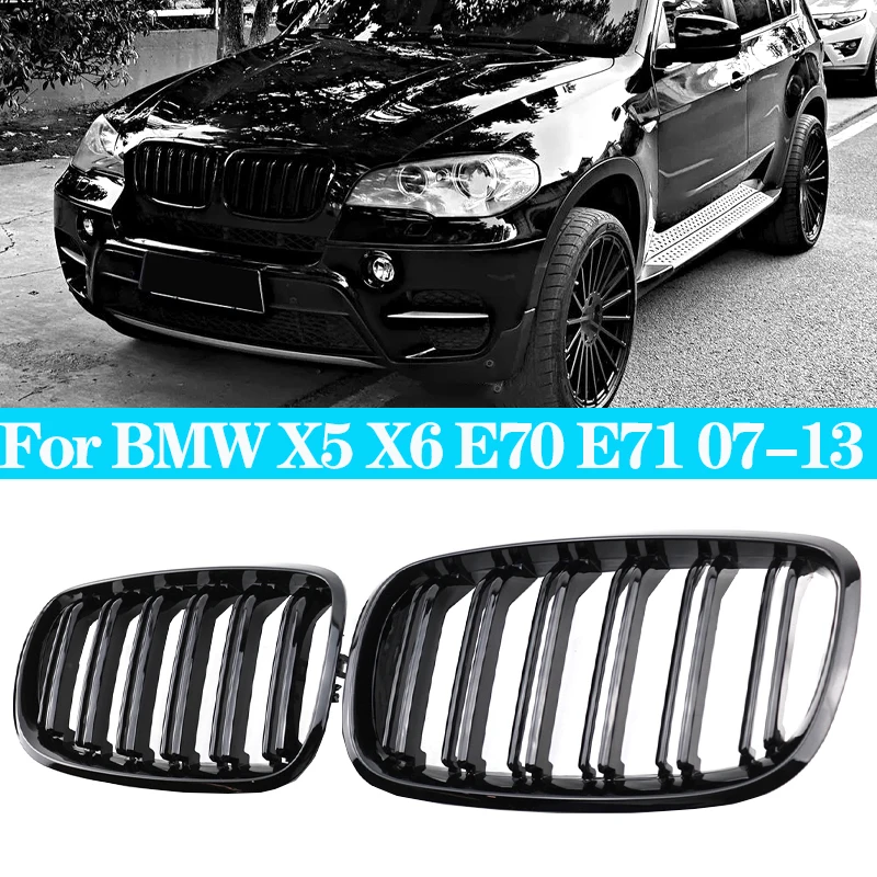 

Car Style Gloss Black Front Kidney Double Slat Grill Grille for BMW X5 E70 2007-2013 X6 E71 E72 2008-2014 Auto Accessories