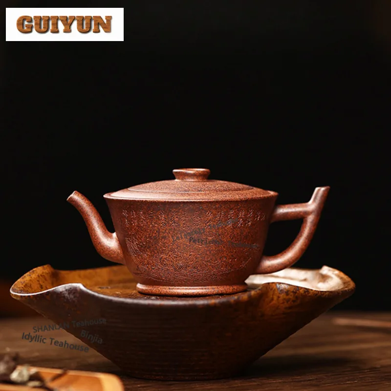 

250ml Boutique Yixing Purple Clay Teapots Artists Handmade Pot Raw Ore Wood-fired Porcelain Mud Kettle Chinese Zisha Tea Set