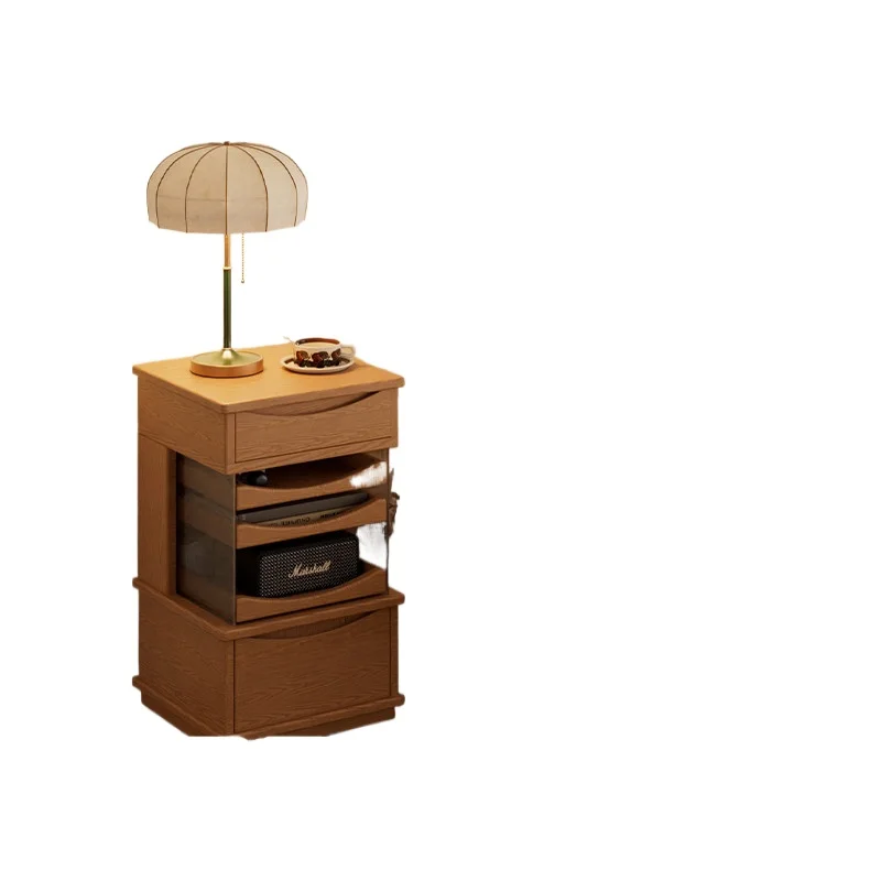 

Light luxury high-end home storage multi-layer locker solid wood bedroom bedside table
