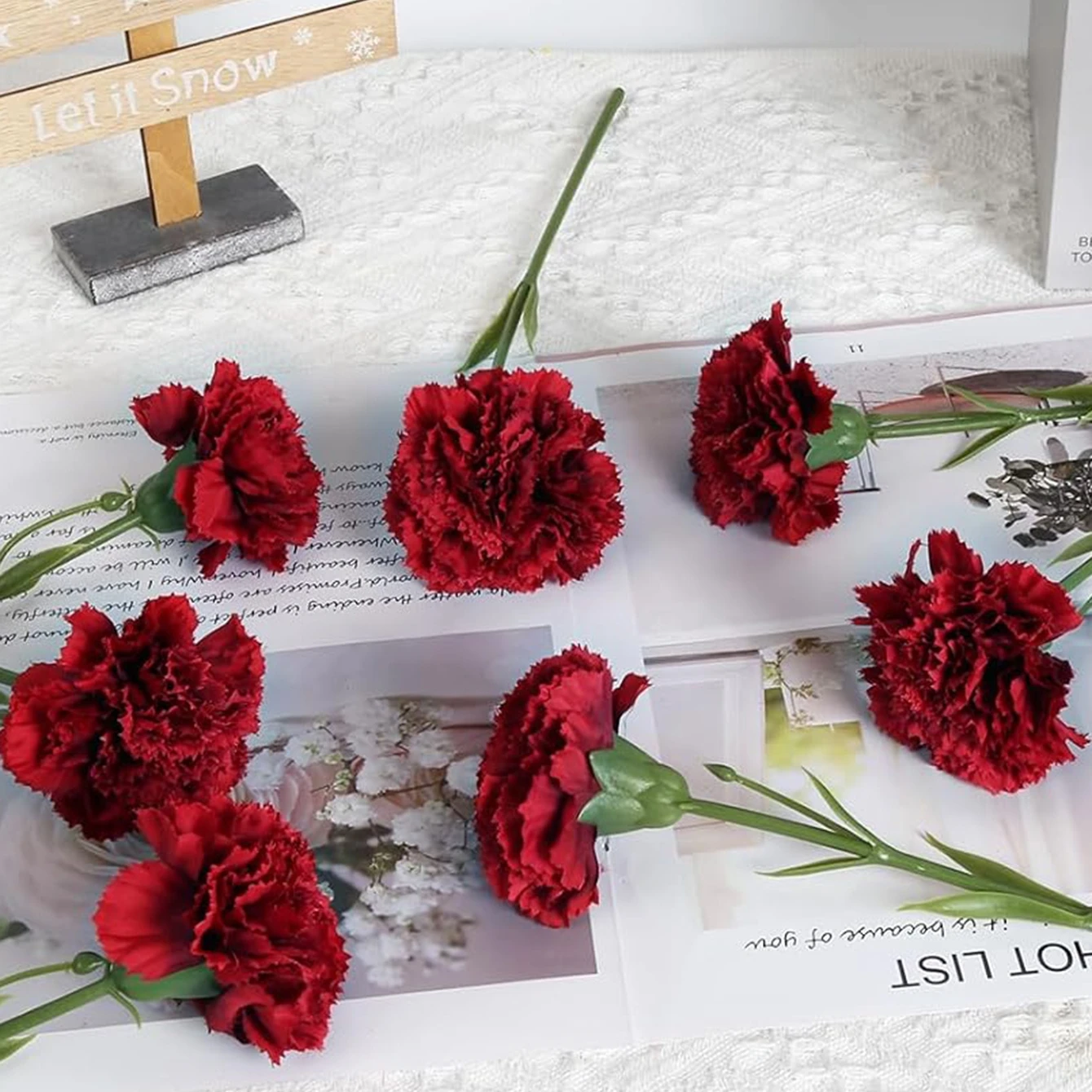 5 Piezas de Flores Artificiales, Carnaciones de Seda Económicas, Decoración para el Hogar, Habitación, Boda, Corona, Ramo de Novia, Decoración de Mesa para Festivales, Jardín, Manualidades, Regalos, Accesorios