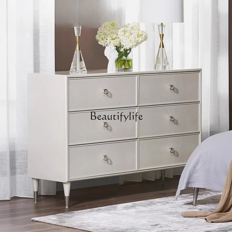 

02 Solid wood light luxury door cabinet, living room storage storage chest