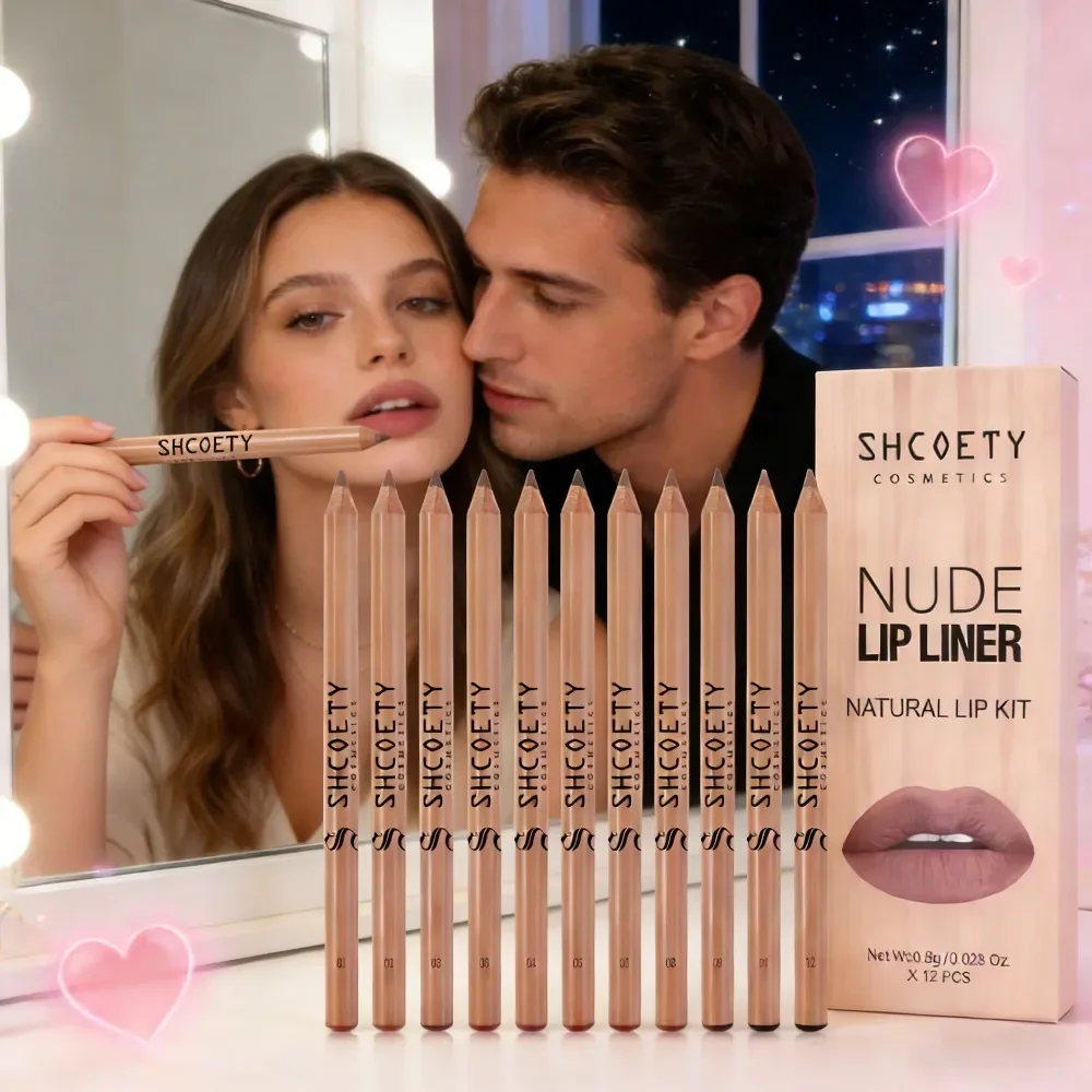 [12pcs Brown Lip Liners] 12pcs Long Lasting Brown Matte Lip Liners Gift Set Makeup | Easy To Apply Lip Pencils, Assorted Shades, - view 3