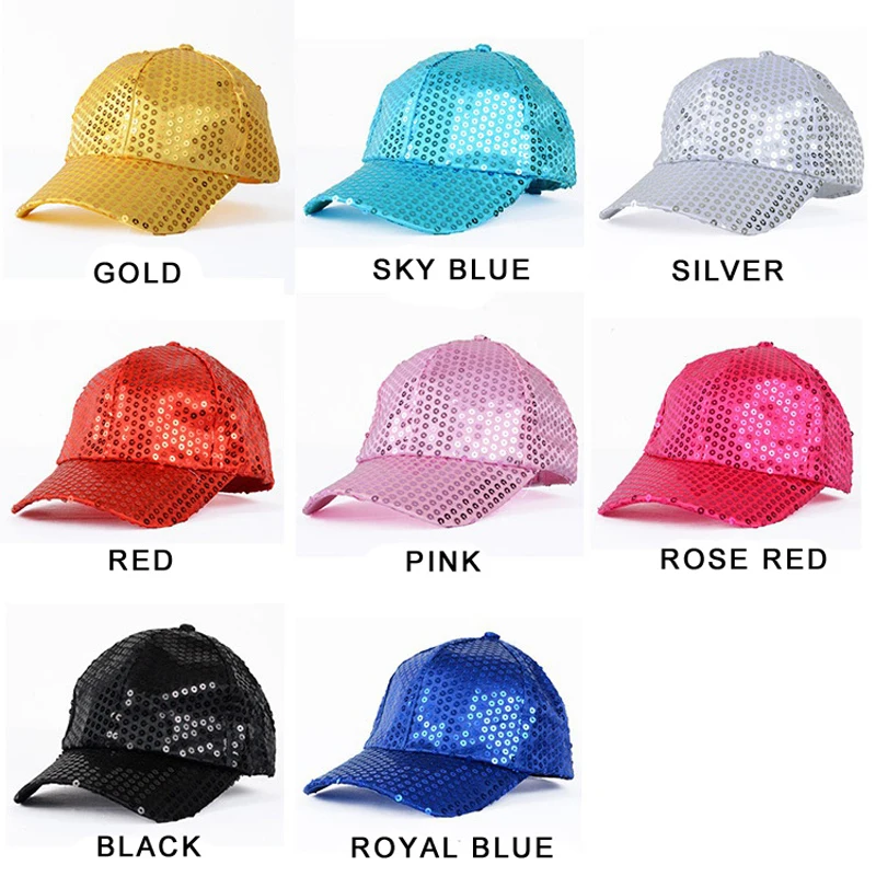 Mistdawn-Sombrero de béisbol con lentejuelas brillantes para hombre y mujer, gorra de fiesta de baile con purpurina y lentejuelas, disfraz de club,