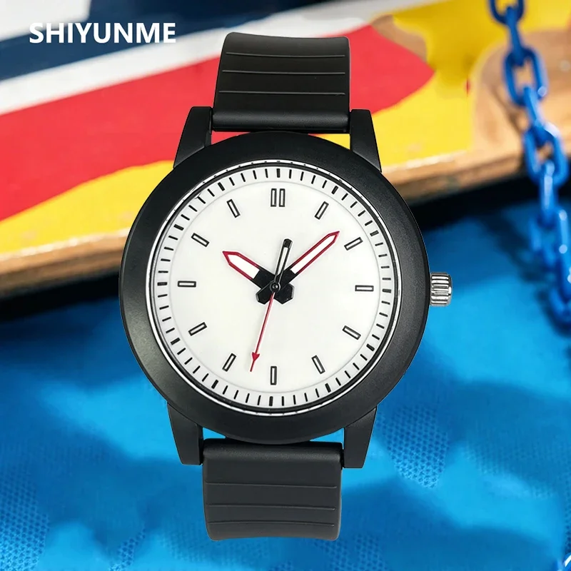 SHIYUNME 51mm Brief Man Quartz Watches TPU Strap 30m Waterproof Outdoor Sport Simple Temperament Casual Student Wristwatch