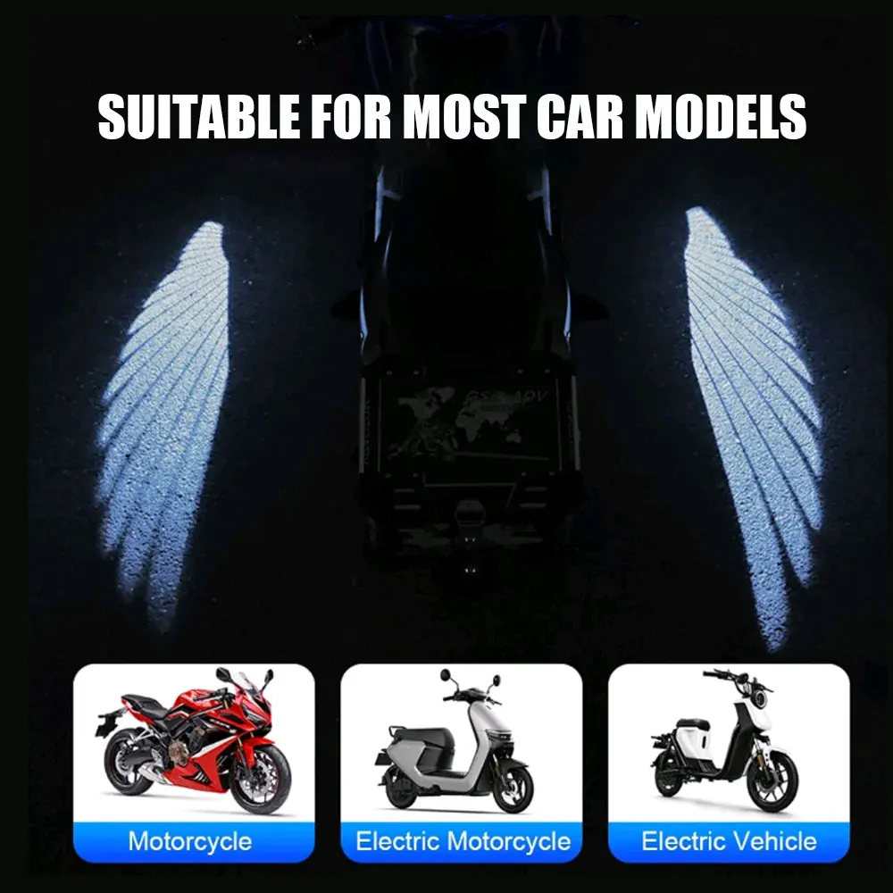 2pcs Motorcycle Angel Wings Styling Decoration Light Anti-collision Projection Warning Lamp Welcome Atmosphere Laser LED Light