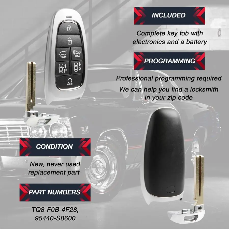Portachiavi sostitutivo con telecomando senza chiave per Hyundai Palisade 2023 2024 Smart Key a 7 pulsanti TQ8FOB4F28, 95440S8600