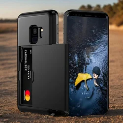 Business Cases For Samsung Galaxy S9 Plus S9+ Slide Armor Wallet Card Slot Cover For Samsung S9 S9plus Funda Coque