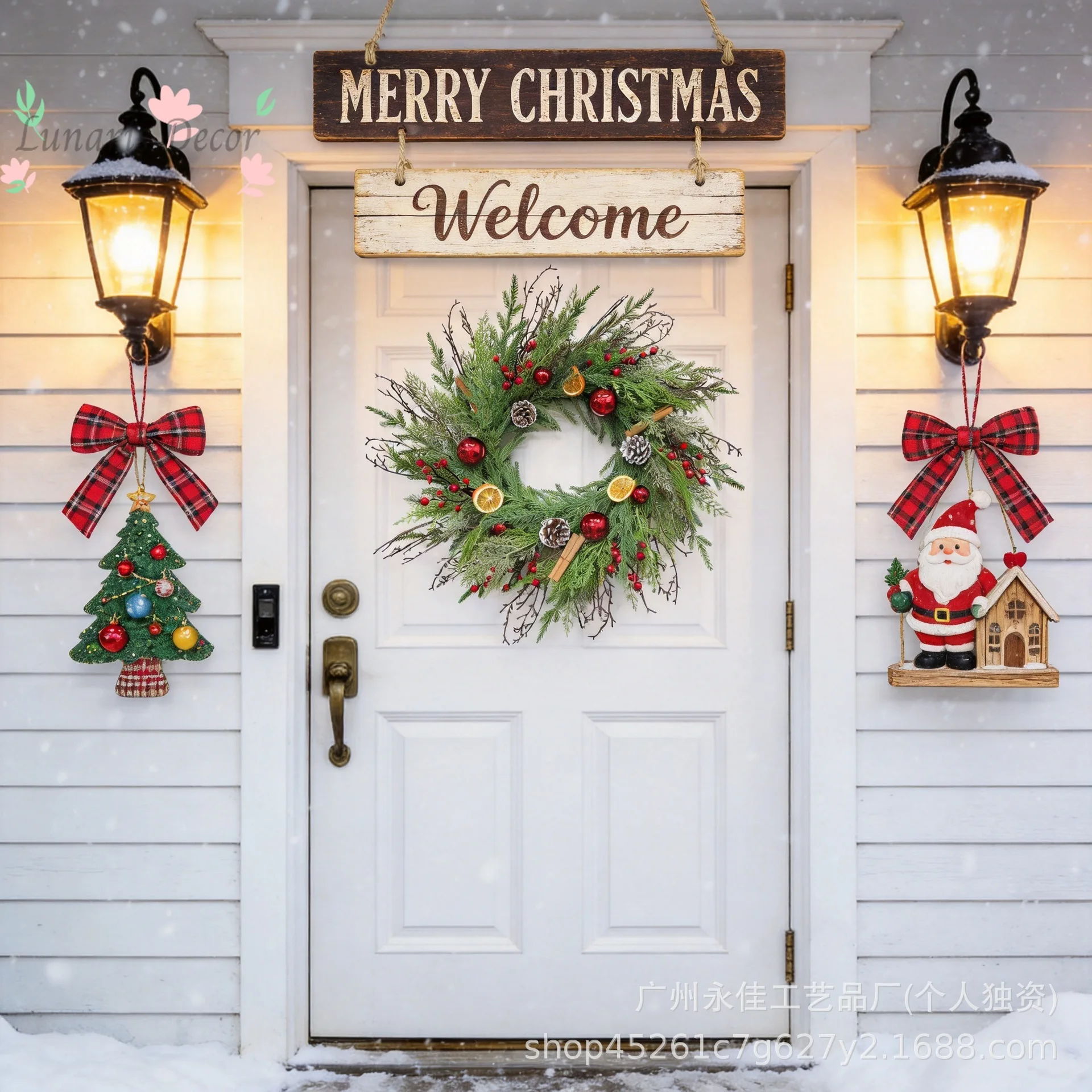 

Amazon's new Christmas dead branch wreath, Christmas ball, lemon slice, Christmas decoration, holiday decoration door