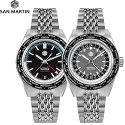 San Martin 39.5mm World Timer Watch Men Japan NH34 GMT Automatic Mechanical Original Design Travelers Watches Presale