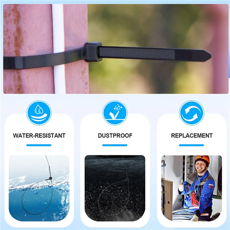 AY03-500PCS Abraçadeiras Pretas Heavy Duty Zip Ties 2,5 X 100Mm, 2,5 X 150Mm, 2,5 X 160Mm, 2,5 X 200Mm, 2,5 X 300 Mm