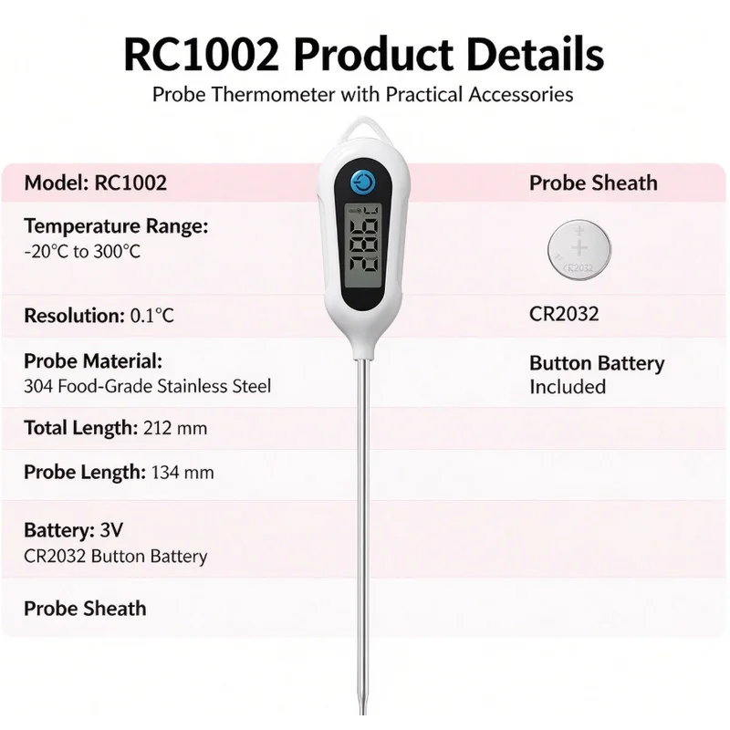 TP300 Digital Probe Food Thermometer Instant Read Kitchen Temperature Pen for Baby Milk Water Meat BBQ Cooking