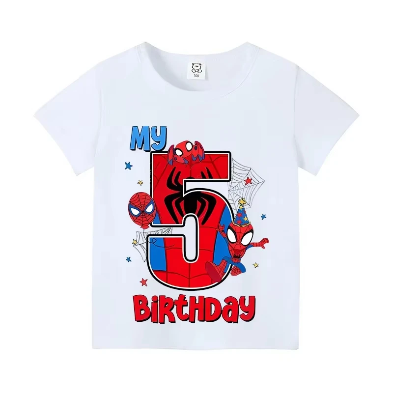 

226 Summer Spider Man Marvel Co Branded Children's Digital T-Shirt Cartoon Cute Boy Short Sleeved Parent Child Half Sleeve