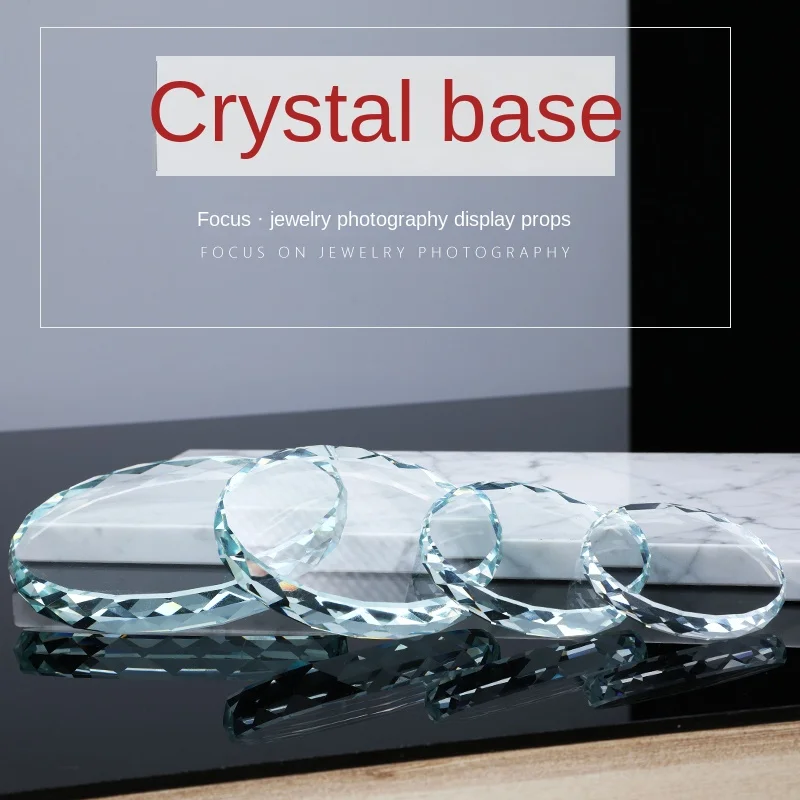 Crystal base gasket Sunflower glass bottom photography props Nail beauty makeup tray circular ornaments