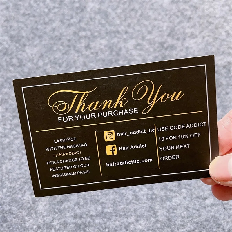 Customized product、Hot Sale Customized Logo Printed Eco Paper Online Order Gold Foil Thank You Card For Supporting Small