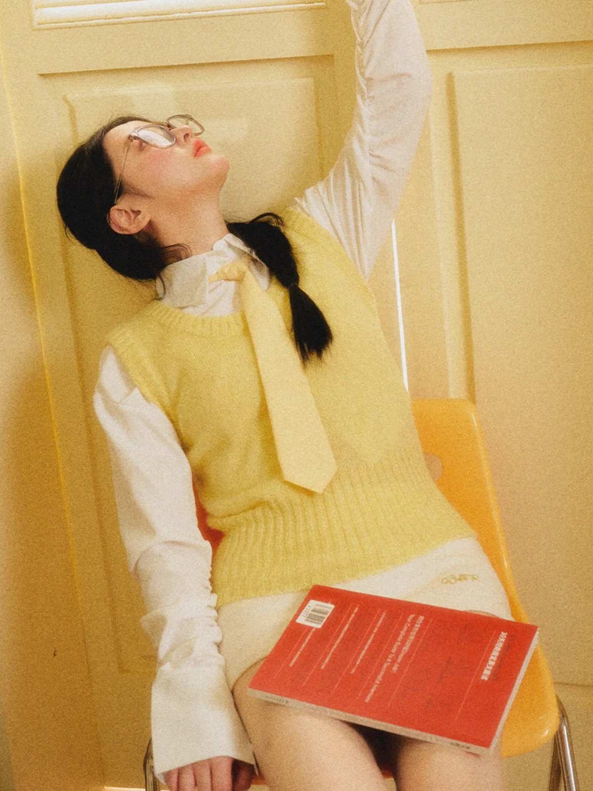 

Original Design Knitted Vest Women's Slimming Versatile Inner Wear V-Ne Sweater Top Winter Commute Sle Regular Length