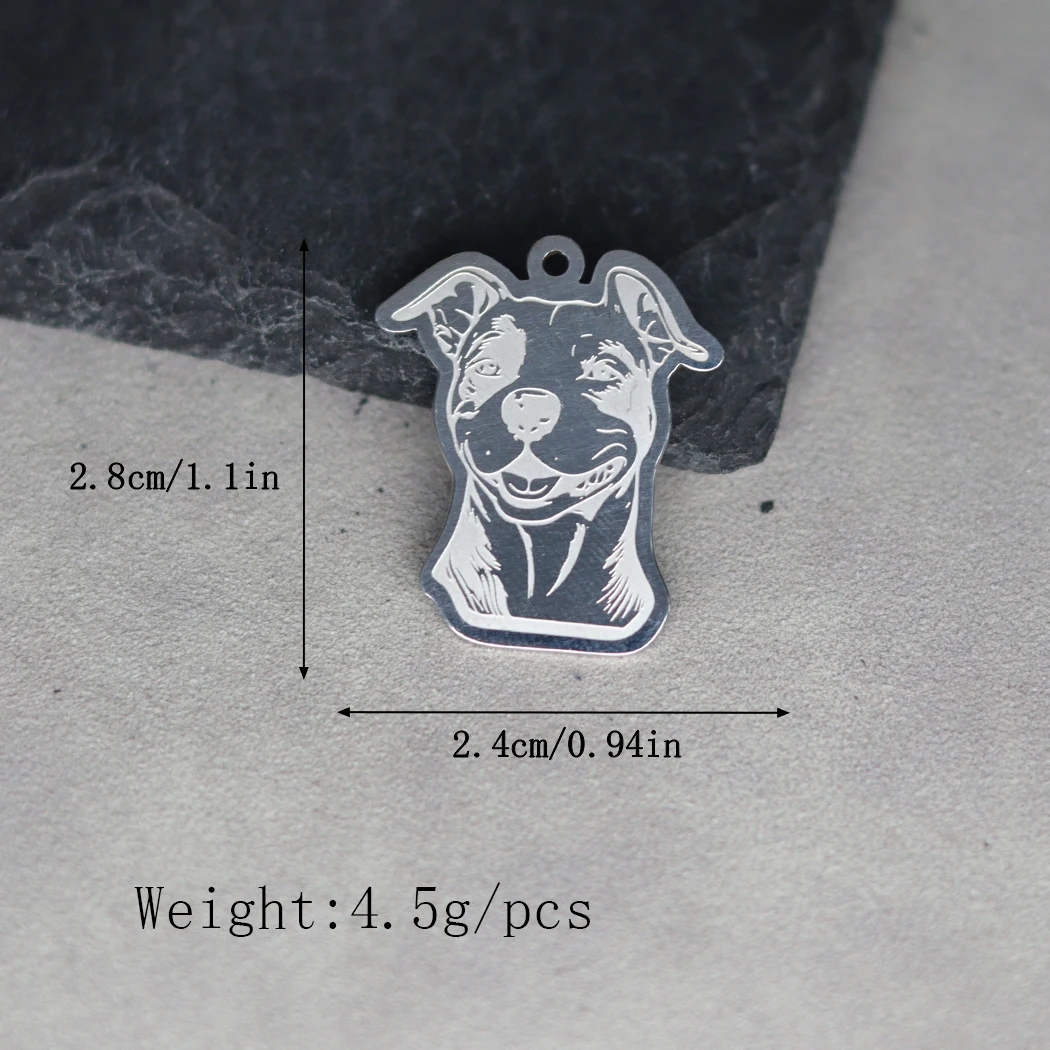 2pcs Stainless Steel Amstaff Dog Cute Charms Pendant For DIY Necklace Bracelet Craft Jewelry Making Findings