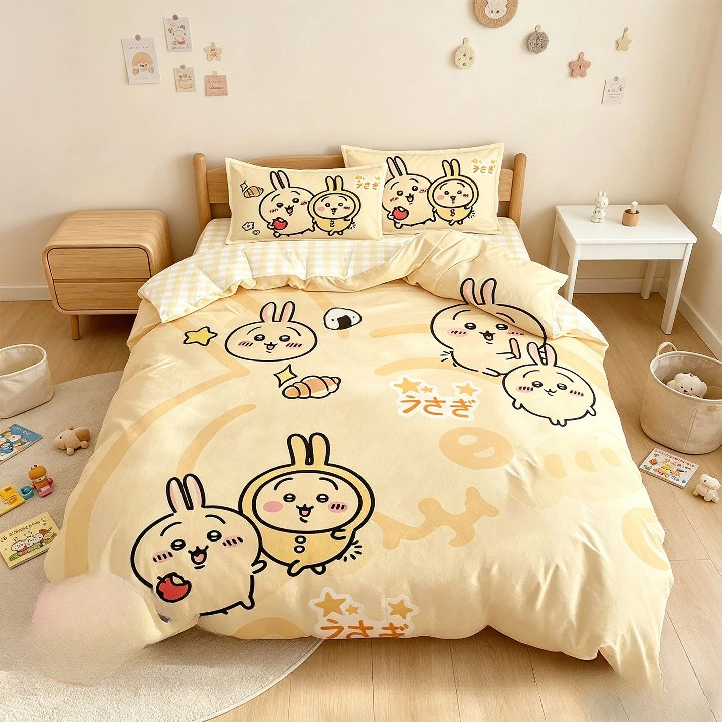Cotton Chiikawa Four‑piece Set Cartoon Dorm Kindergarten Quilt Cover Cute High‑appearance Creative Send To Friends Lovely New