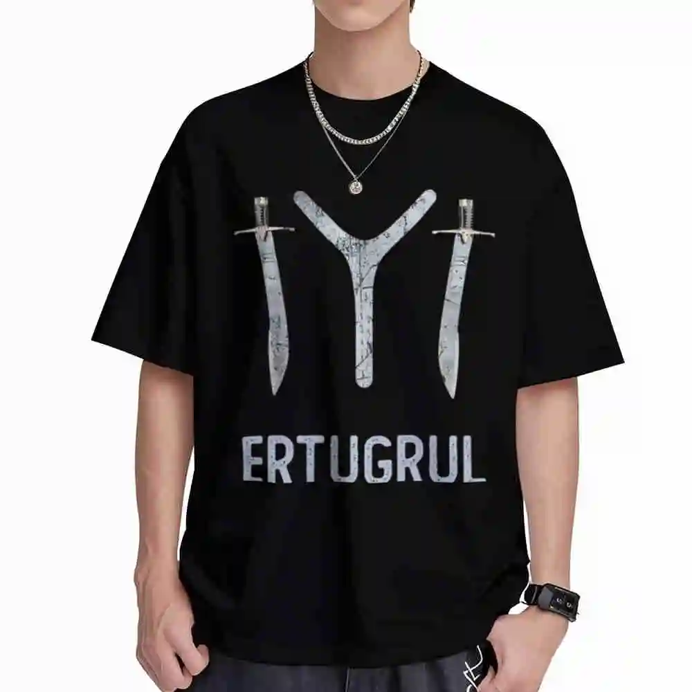 Ottoman Ertugrul Blue Iyi Symbol Kayi Tribe Short Sleeve Tee 100% Cotton T-Shirt