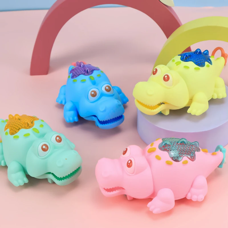 Bonito dos desenhos animados puxar linha crocodilo brinquedos brilhantes novidade educação precoce bebê rastejando crianças criativo relógio brinquedos crianças presente