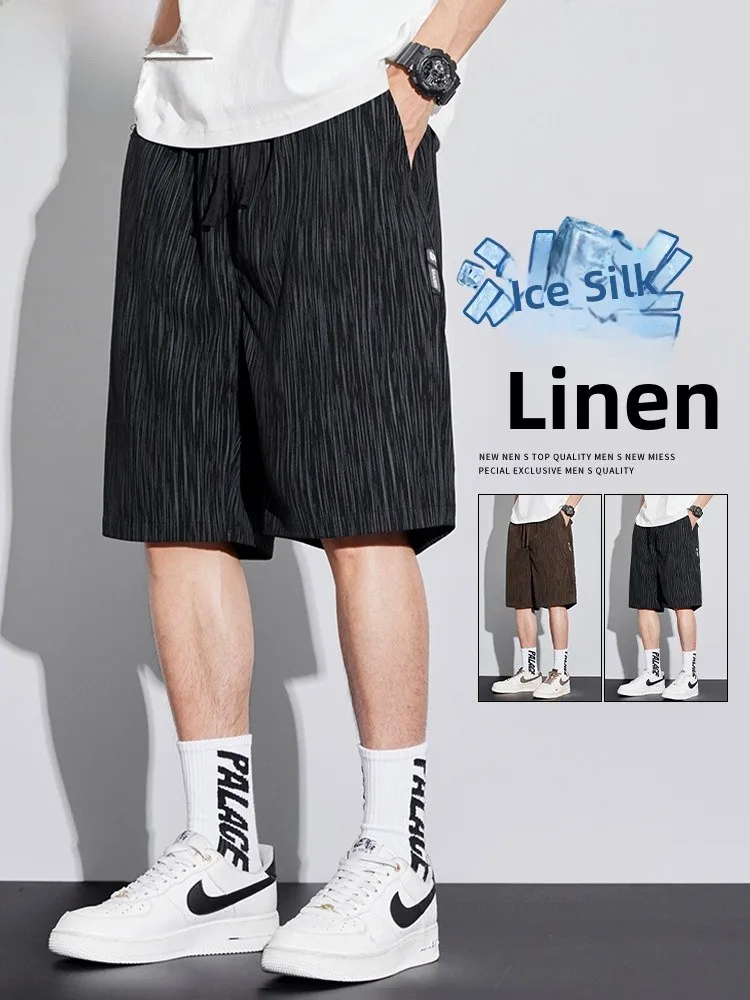 

TUCANO, новые летние мужские повседневные льняные лыжи из ледяного шелка, дышащие, тонкие, длиной пять четвертей, свободные прямые ноги Spor