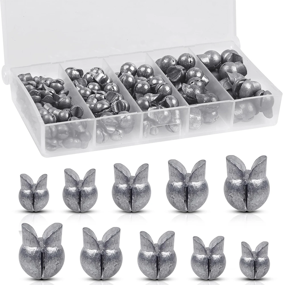 

80Pcs Split Shot Fishing Sinkers Weights Kit Removable Open Bite Lead Sinkers Clip On Weights for Saltwater Freshwater Fishing