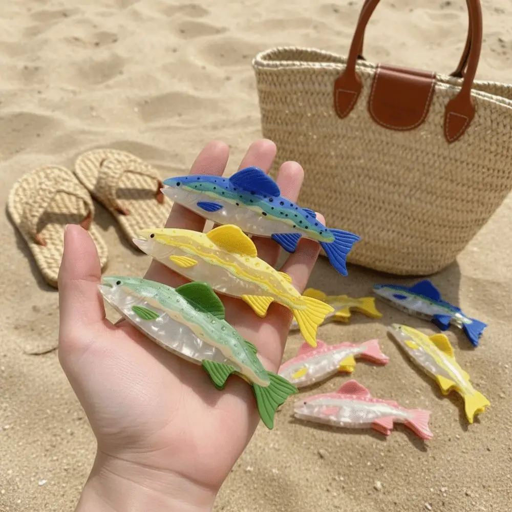 

Милая заколка-краб для волос в виде морской рыбы (осетр, акула) из ацетата, для путешествий