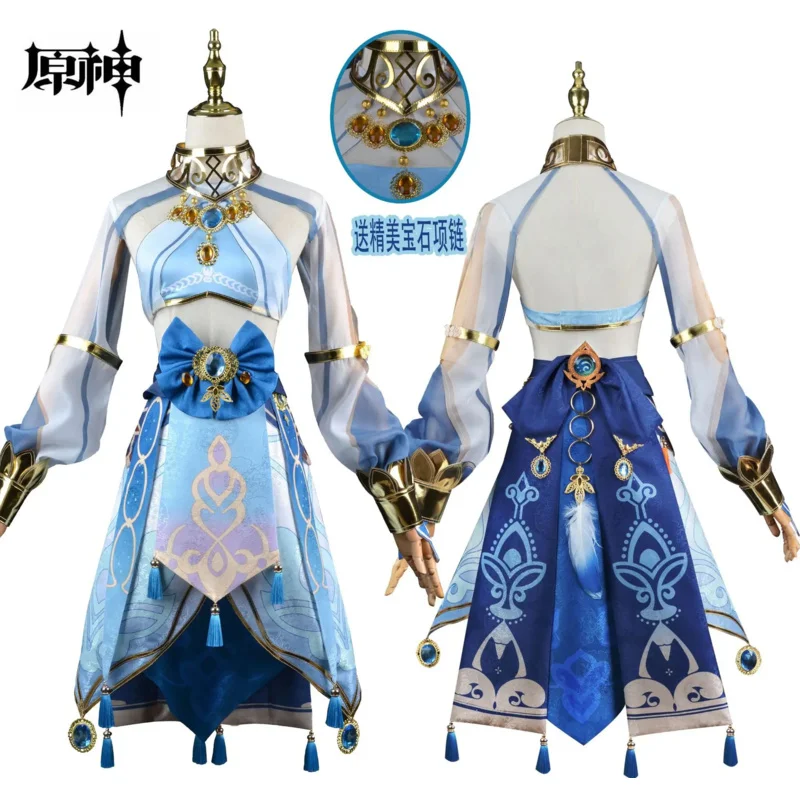 Genshin Impact Nilou Cosplay Costume pour filles, jeu d'anime, fête d'Halloween, perruque d'hôtesse de danse, uniforme de jeu en plis, robe, ensemble complet, RZ1804