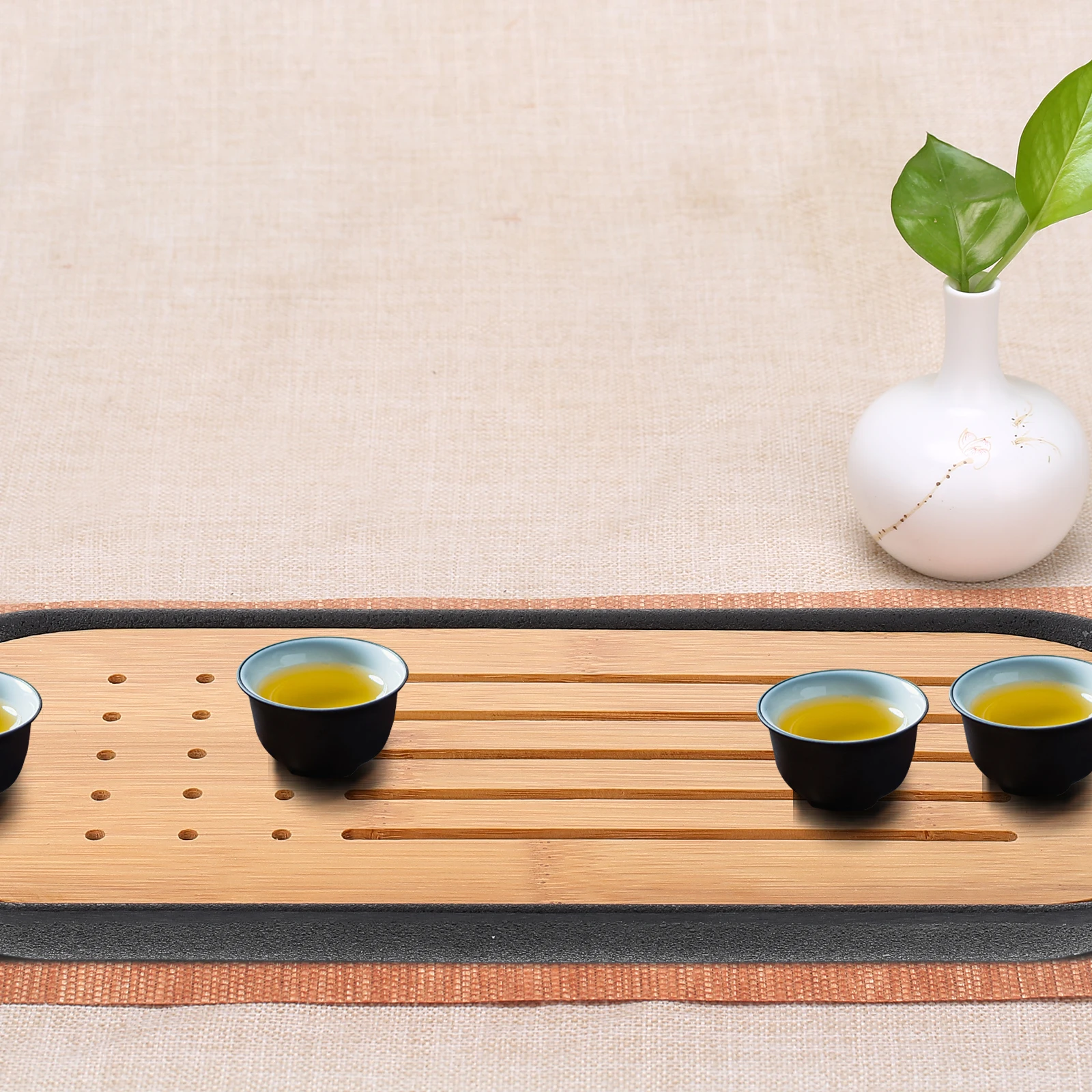 

Draining Tray Black Desktop Plate Holes for Tea Ceremony Home Office Versatile Cup Plate Household Tea Mug Accessories Kitchen