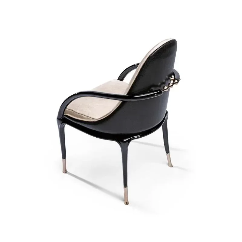 

Italian light luxury dining chair, home restaurant, backrest metal armrest negotiation chair