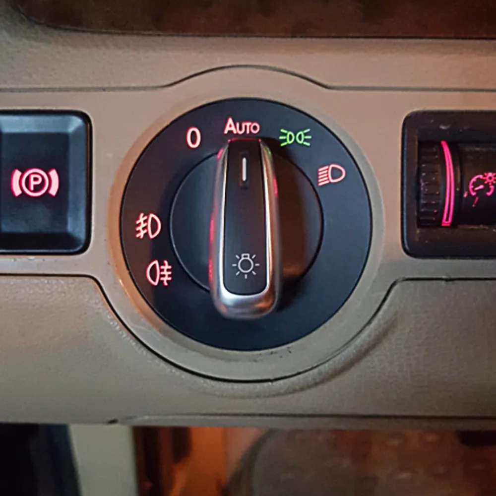Chrome Auto Headlight Switch Fog Head Light Knob For Golf Jetta MK5 MK6 GTI Passat B6 B7 CC Touran Tiguan 5ND941431B