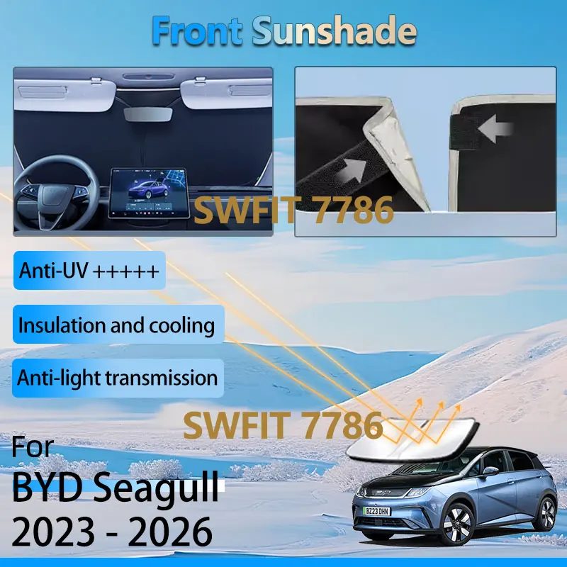 

1x Front Sun Visor For BYD Seagull 2026 2025 2024 2023 Dolphin Surf Accessories Window Heat Insulation Protection Sunshade Parts