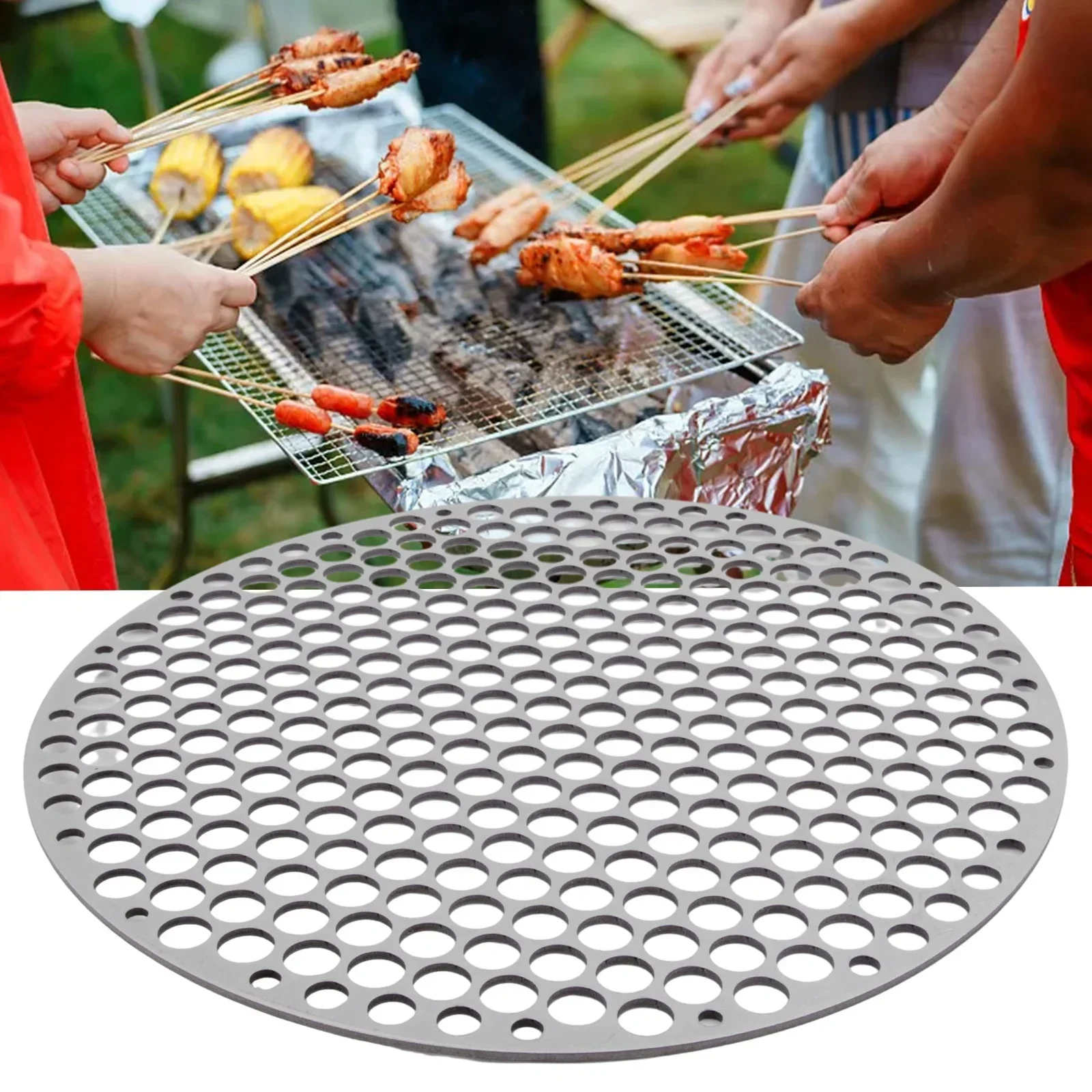 

Stainless Steel Barbecue Net Round Metal BBQ Mesh Grate Grid Camping Picnic Food Rack BBQ Grill Kitchen Tool Accessories 18-30cm