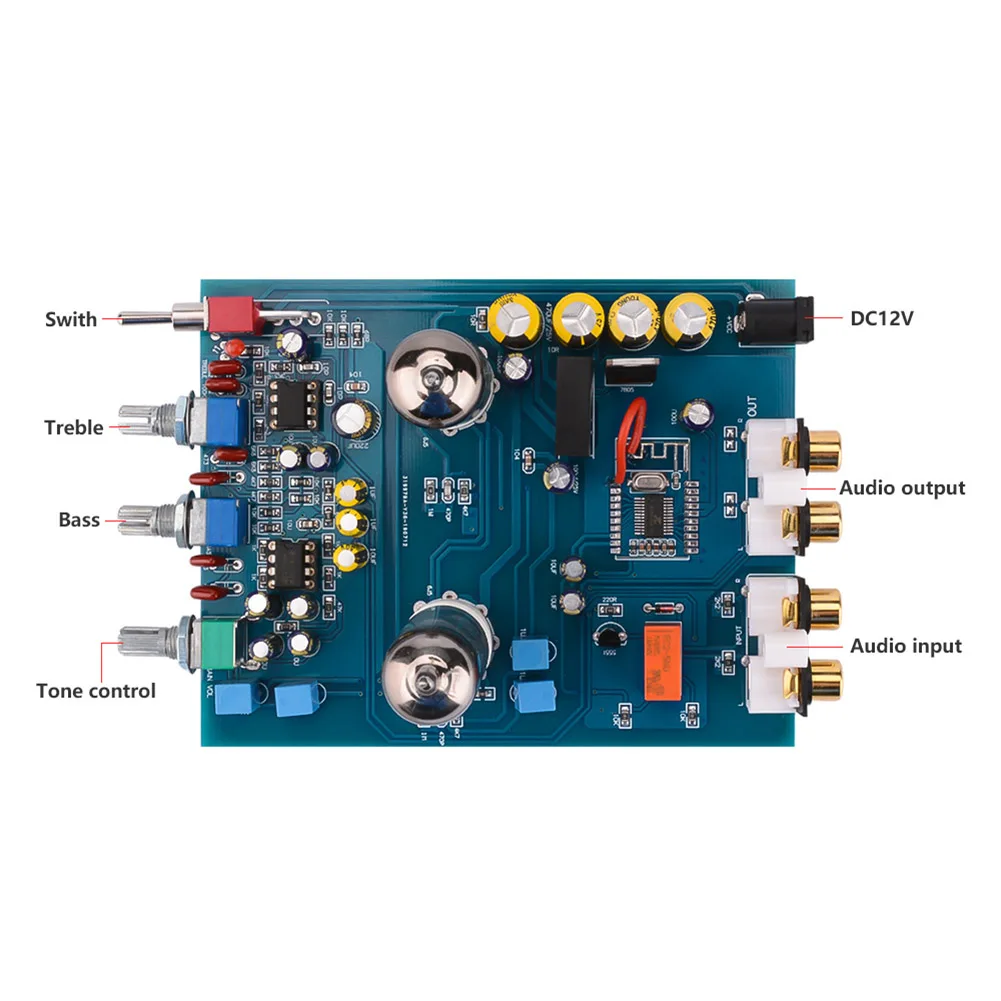 Bluetooth Tube Preamplifier Fever Hifi 6J5 Vacuum Tube Preamp NE5532 Amplifier Tone Control Board