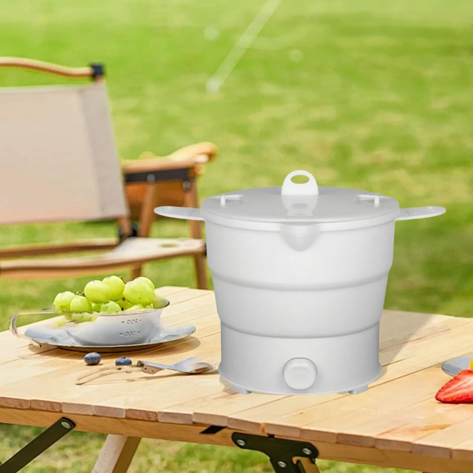 Water Boiling Pot with Steamer Multifunctional Foldable Electric Cooker for Porridge Business Trip Office Noodle Cooking Rice