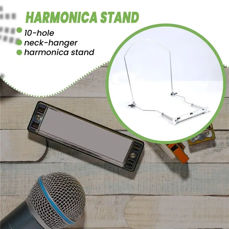 HOTB72A Harmonica Neck Holder 10 Holes Blues Harp Mouth Organ Stand Harmonic Rack