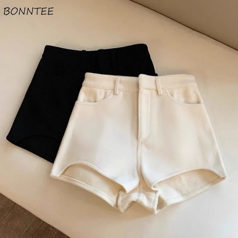 

Autumn Shorts for Women Solid Korean Style Ladies Clothing Warm Abdomen Simple All-match Comfortable Chic Zipper New Students