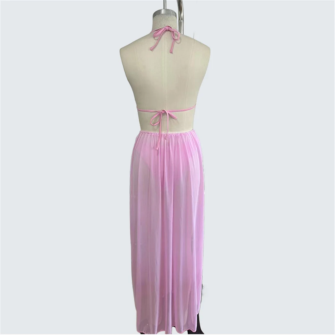 S - XXL, mit Kleid, Neckholder-Bikini, Damen-Badeanzug, dreiteiliges Bikini-Set, Damen-Bademode, gepolsterter Badeanzug, Badebekleidung, Schwimmbekleidung V7496 – Detail 9