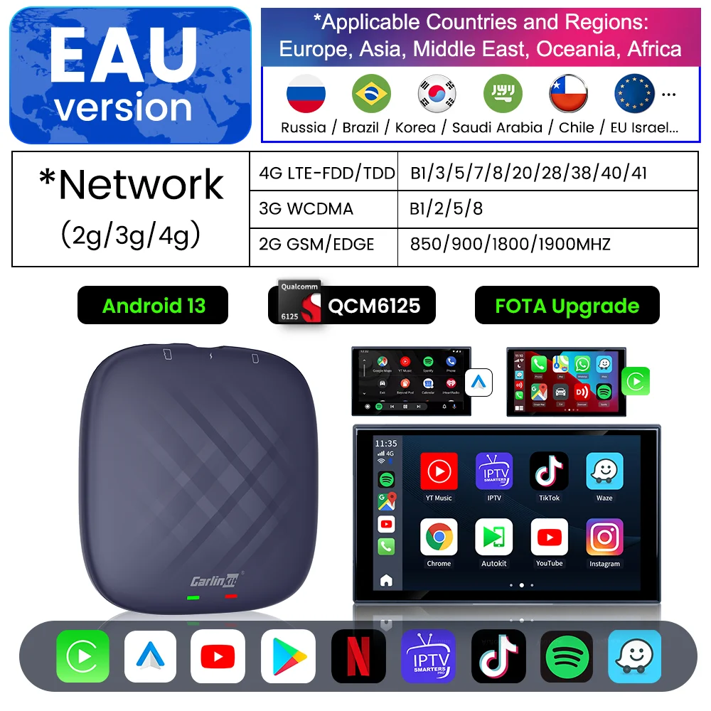 Carlinkit Plus Box Android 13 CarPlay Android Auto Draadloze Android TV Box Carlinkit Pro Ondersteuning Netfilx Youtube IPTV