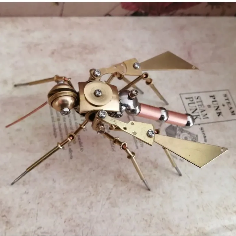 

3D Steampunk Mechanical Insect Golden Mosquito Punk Full Metal Assembled Model Crafts Creative Ornament - Finished Product