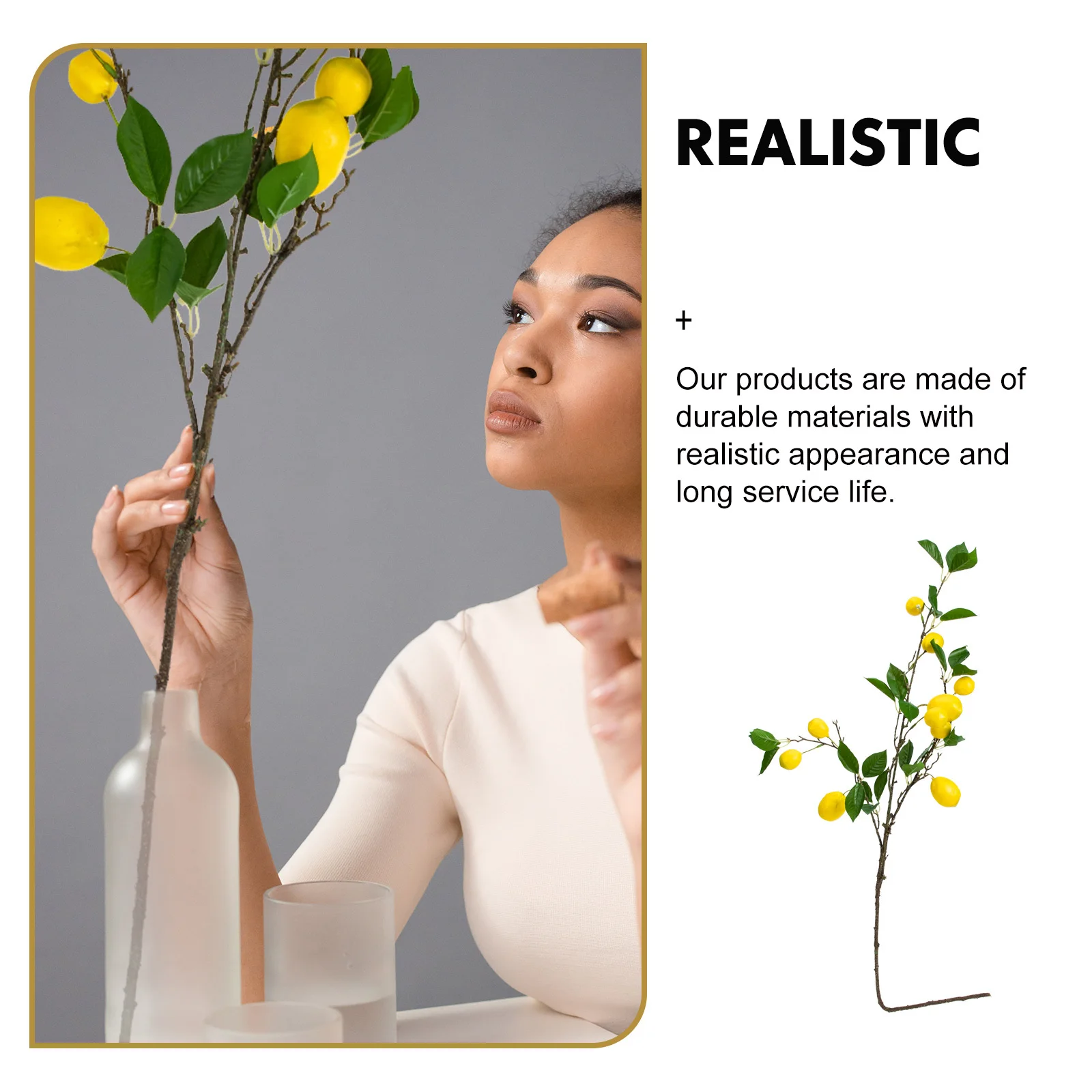 

2pcs Artificial Branch Vase Filler Fake Plant Decorative Simulation Greenery For Home Office Decoration Yellow Bunch Countertop