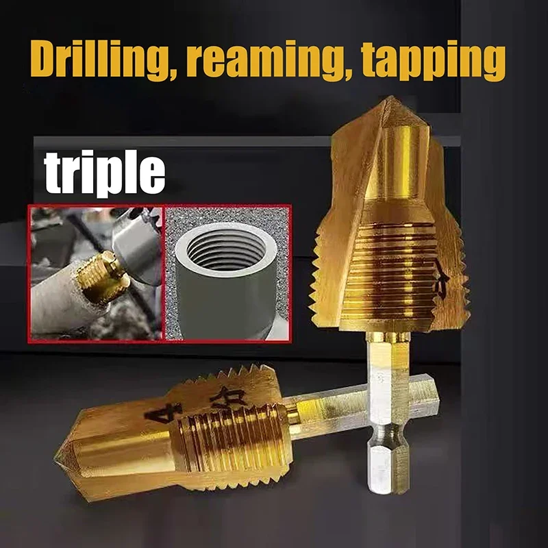 1/2pcs 4/6 Point PPR Water Pipe Drill Bit Hexagonal Handle Hole Opening Step Drilling Punching No Slipping