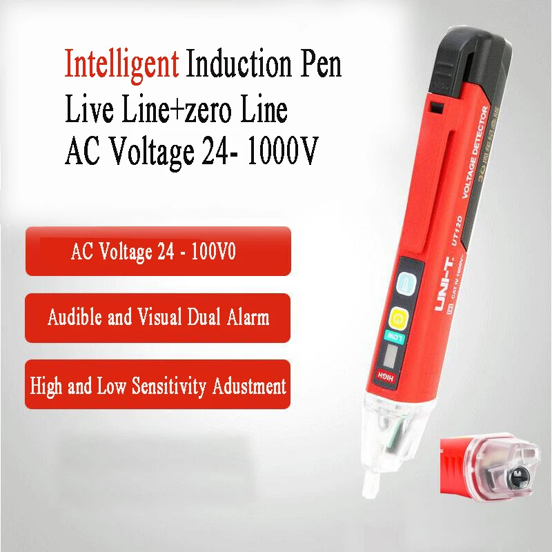 UNI-T UT12D 24V-1000V Non-contact AC Voltage Detector Indicator Pen Electric Pencil Stick Socket Voltmeter Tester