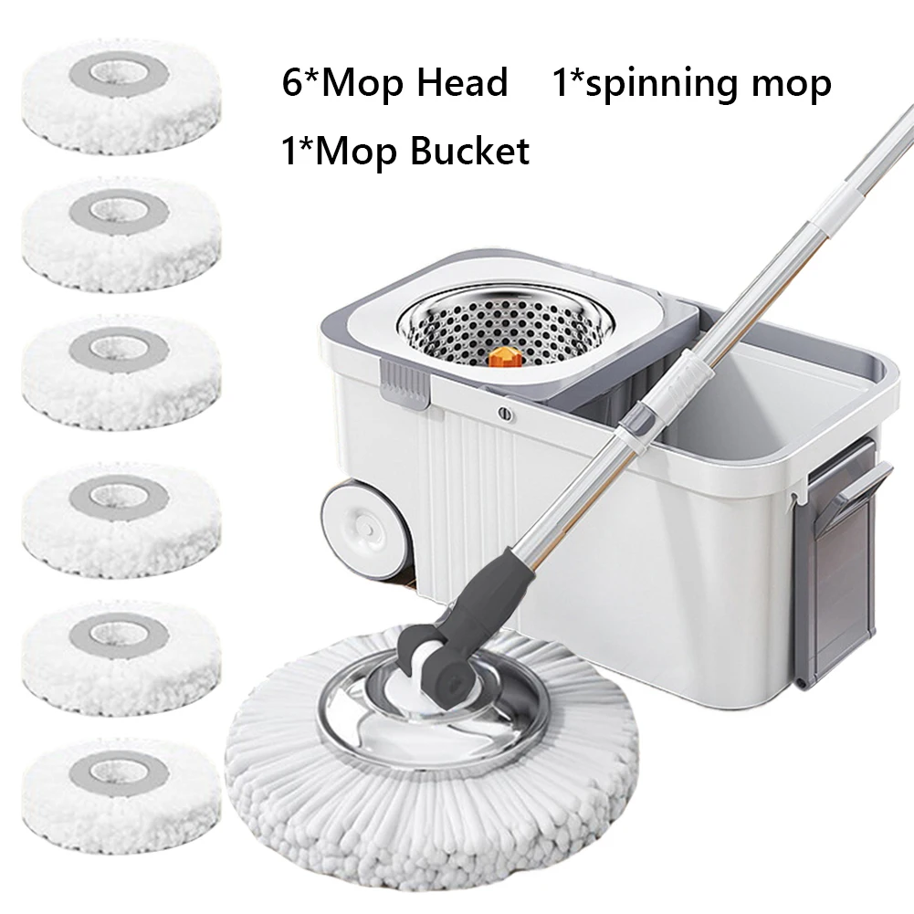 

360 Spinning Floor Cleaning System 6 Microfiber Refills Floor Cleaner Cleaning Spin Mop with Bucket for Household Floor Cleaning