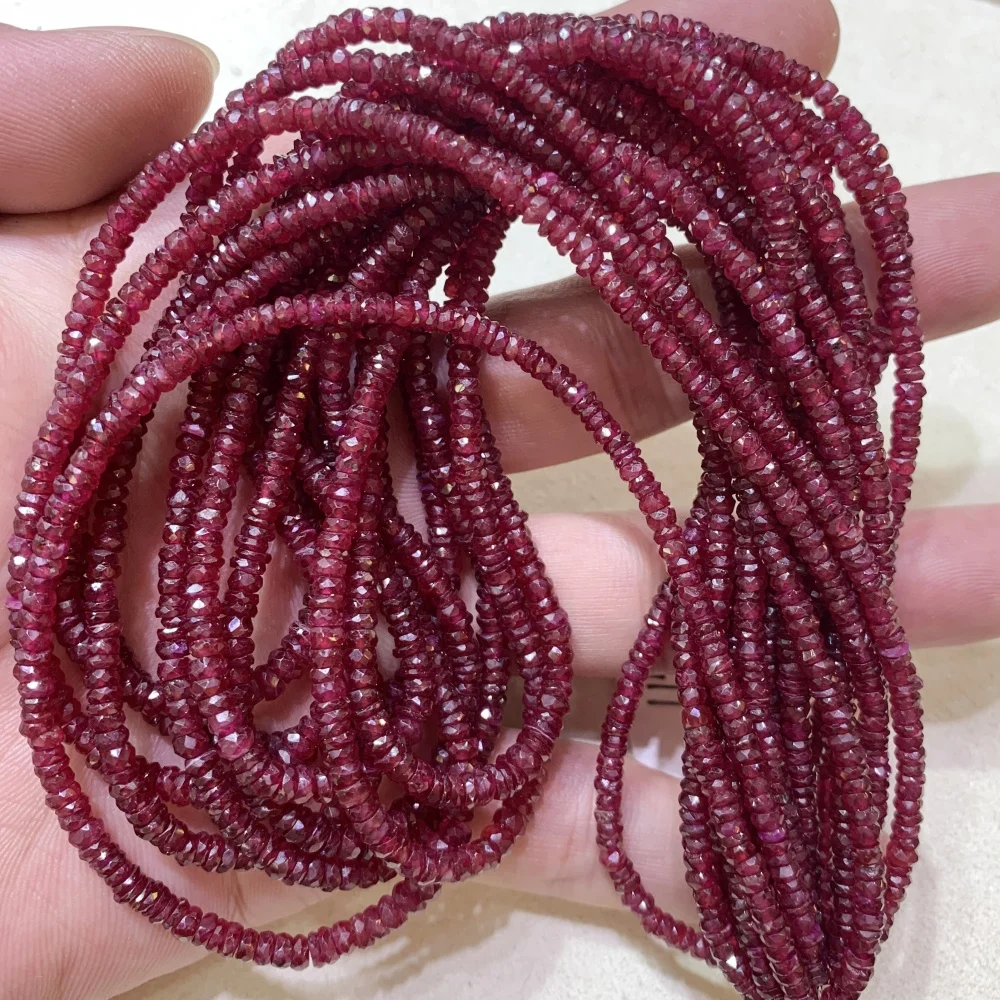 

Natural Ruby Red Spinel Faceted Rondelle 1.2-3x2.2-5mm Gemstone Loose Bead DIY Bracelet Necklace For Jewelry Making Accessories