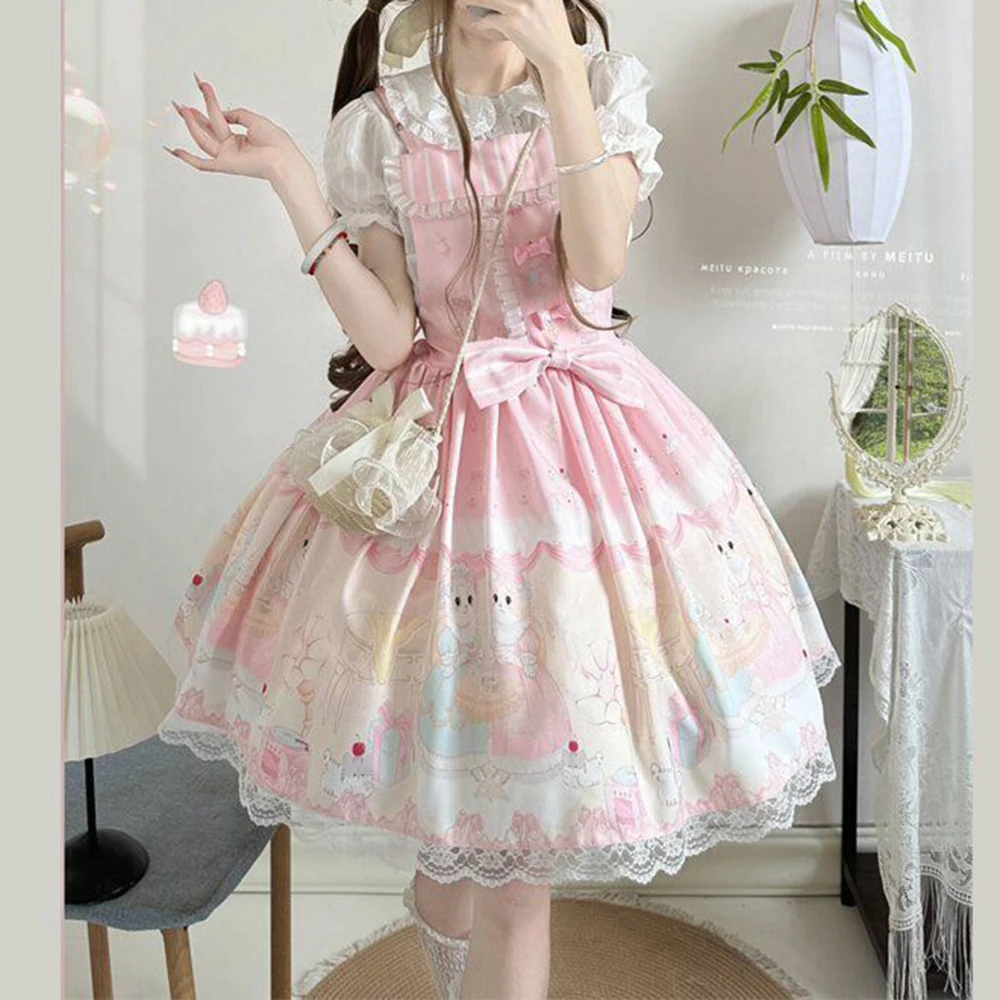 

Sugar r Original Cat Afternoon Tea Full Lolita Dress Genuine Jsk Strap Lolita Dress Loli vestidos elegantes para mujer