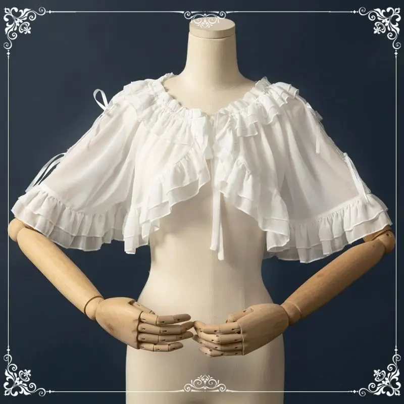 Kimutomo Lolita Chiffon Cardigan New Summer Sun‑Protection Short Sleeve Cropped Shrug Lightweight Mesh Cape Loose Outer Tops