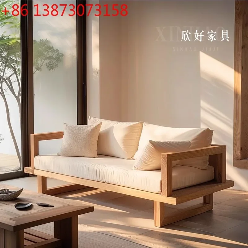 Solid wood sofa living room sofa old elm bed and breakfast hotel sofa chair