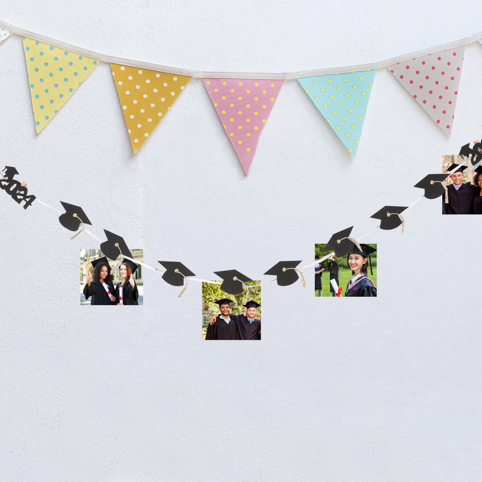 

1 set Graduation Cap Photo Clips Felt Picture Holders for Photos Small Hanging nament Display Craft Decorations