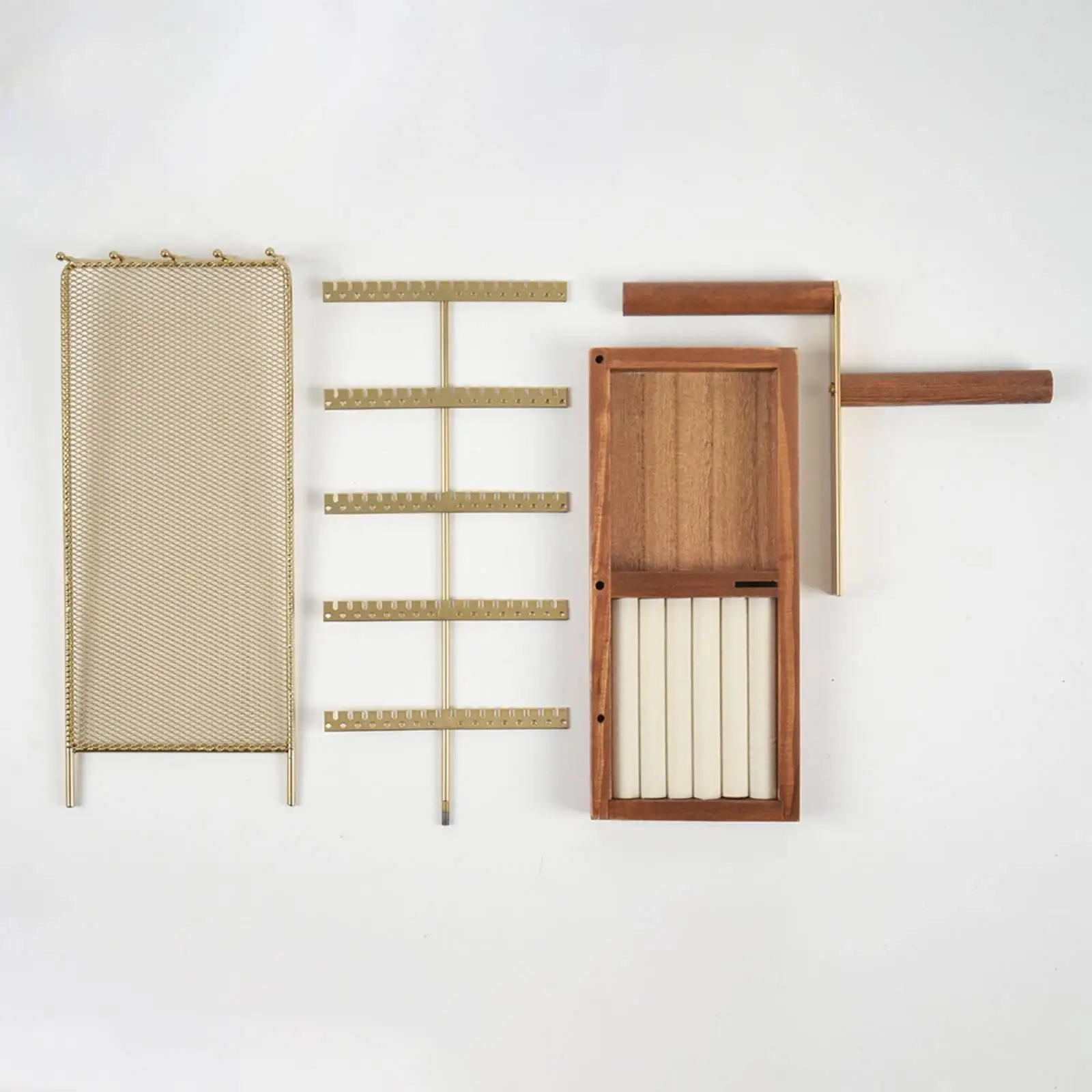 Metal Wood Jewelry Display Stand Five Layers Organizer for Daily Accessories Earring Necklace Bracelet Ring Watch Storage