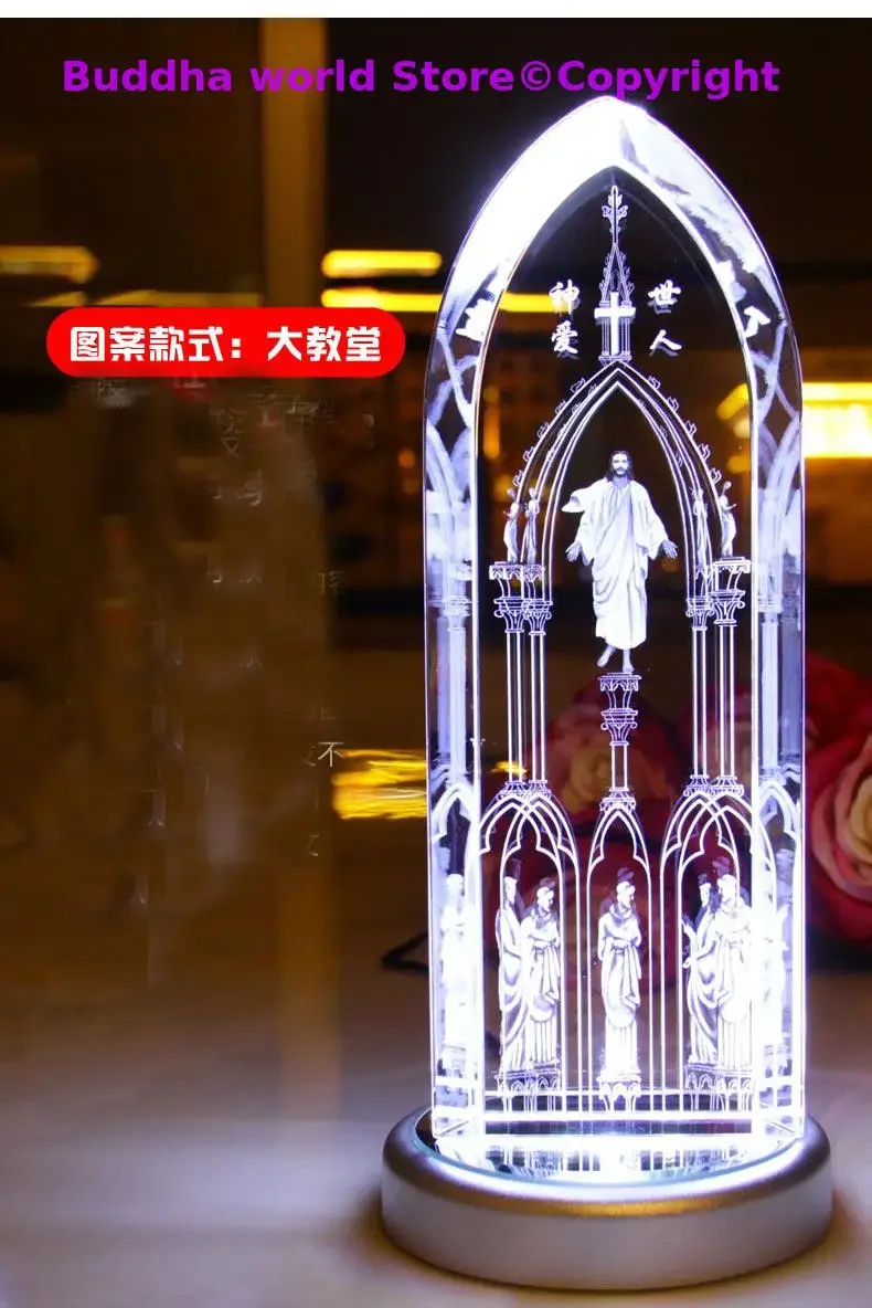 22cm large # Christianity Catholicism family effective blessing The Advent of Christ Jesus God Cathedral statue crystal Ornament